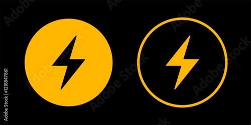 Set Thunder icon Circle flash electric Charge, Bolt, simple Design, Isolate background