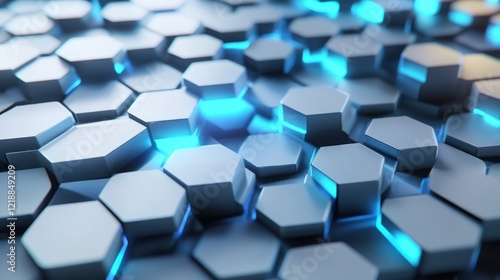 Abstract Hexagon Pattern with Blue Lights