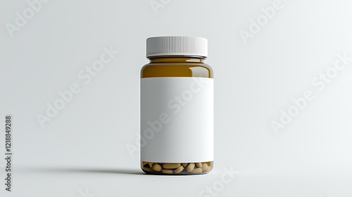 A supplement bottle jar packaging mockup, isolated on a clean white background. The packaging is simple and modern, suitable for health products.