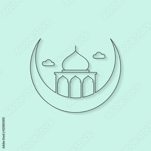 Mosque icon line art vector minimalist illustration design