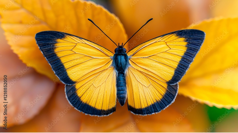 Fototapeta premium Yellow butterfly autumn leaves nature close-up