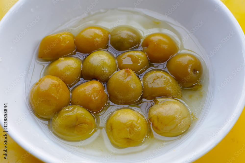 Pickled Chinese plums or Japanese apricots Pickled Chinese plums or Japanese apricots