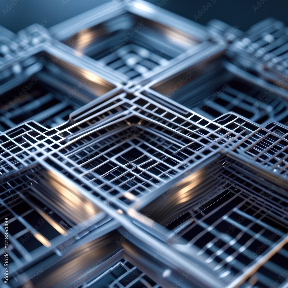 Close up of a metal structure with many small squares Close up of a metal structure with many small squares