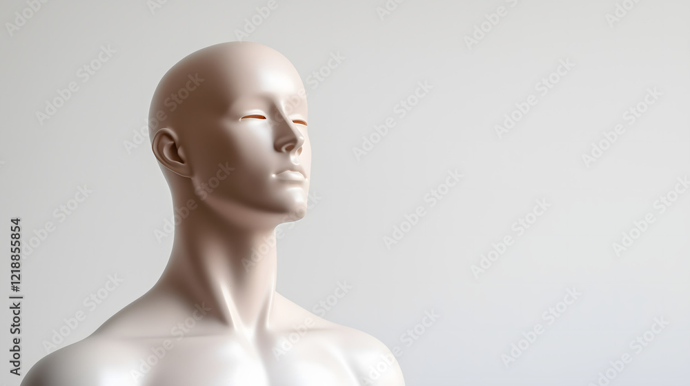 Minimalist Matte White Mannequin in Neutral Pose on Plain White Background Minimalist Matte White Mannequin in Neutral Pose on Plain White Background