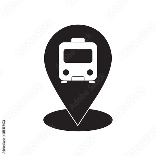 train location pin flat icon vector