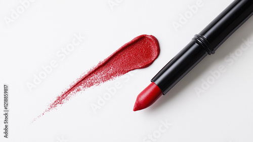 red lip liner make up tools isolated on white background  photo