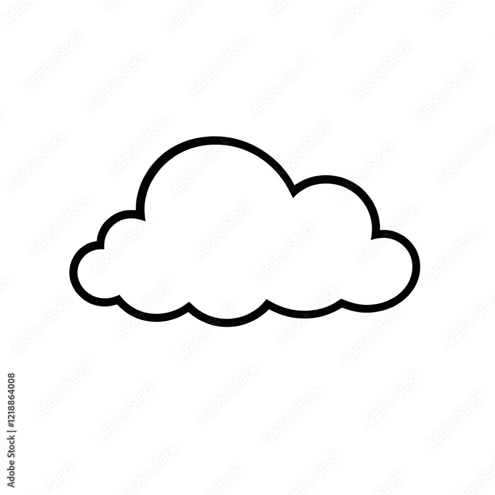 Cloud illustration icon, black silhouette vector Cloud illustration icon, black silhouette vector