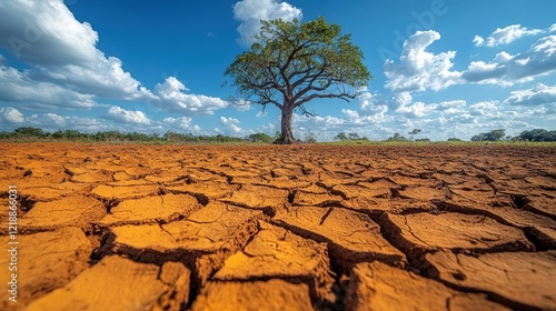 Drought impact on barren landscape remote area nature photography arid environment ground level environmental crisis photo