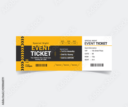 Even Ticket Template Design Vector