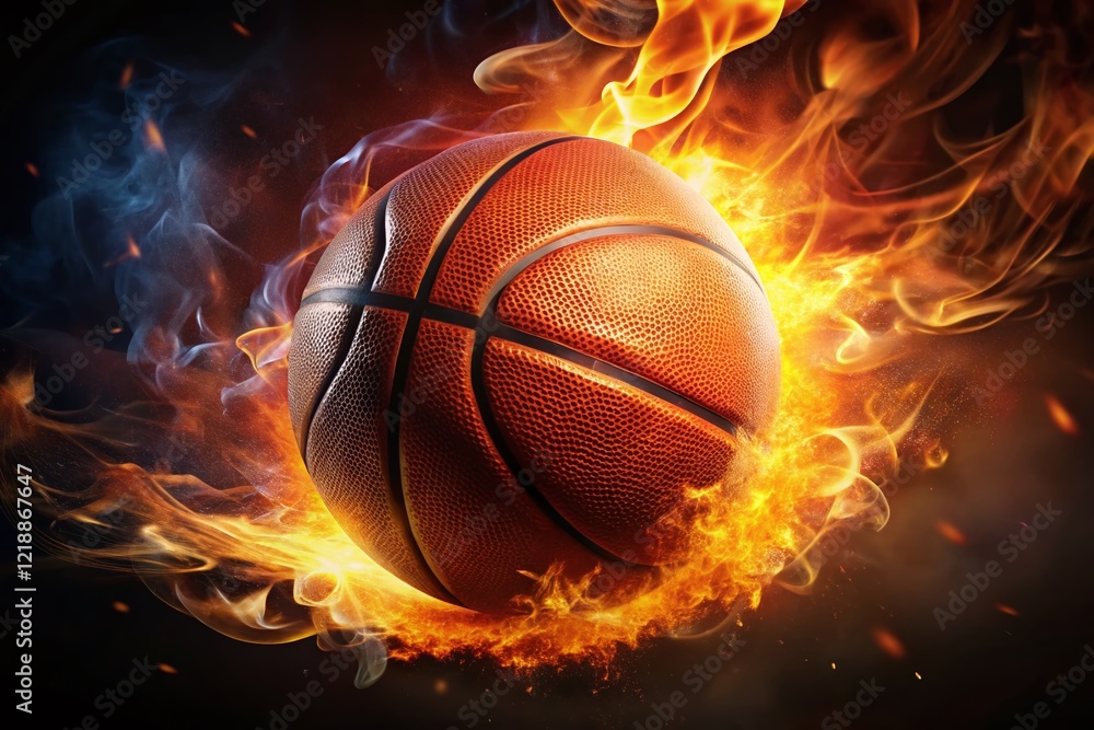 Burning Basketball, Night Photography, Fire, Dramatic, Sports, Abstract, Flames, Court, Ball, Aerial View Burning Basketball, Night Photography, Fire, Dramatic, Sports, Abstract, Flames, Court, Ball, Aerial View