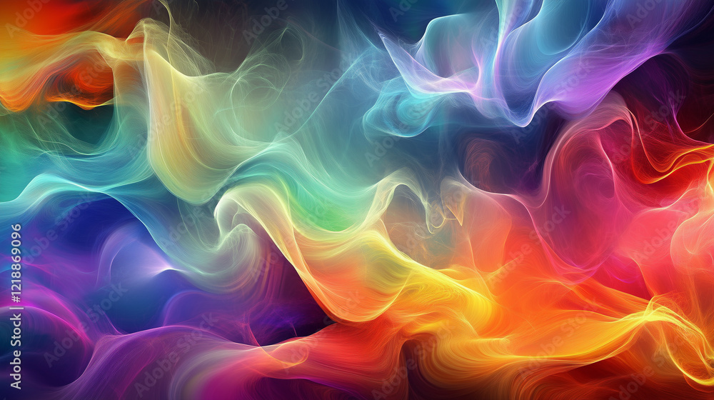 Obraz premium Quantum Technology. Colorful waves or particles softly dissolving into the air, creating an effect of uncertainty and dynamics, characteristic of quantum computers