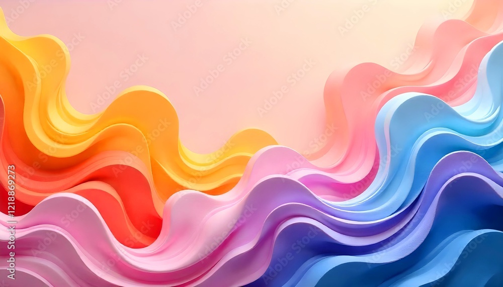 Abstract colorful waves of pink, blue, yellow, and orange flowing dynamically across the frame Abstract colorful waves of pink, blue, yellow, and orange flowing dynamically across the frame
