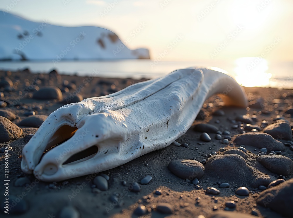 Antarctic Whale Bones on Stone Beach - Stunning Seascape