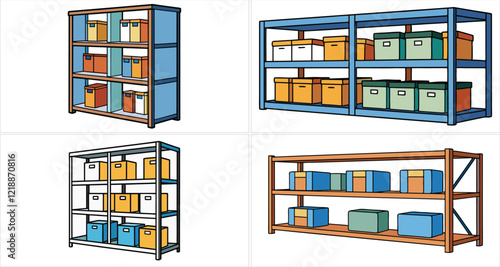  Colorful Storage Shelves with Boxes for Efficient Organization and Space Management,colorful storage set