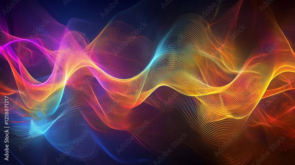 Obraz premium Quantum Technology. Colorful waves or particles softly dissolving into the air, creating an effect of uncertainty and dynamics, characteristic of quantum computers
