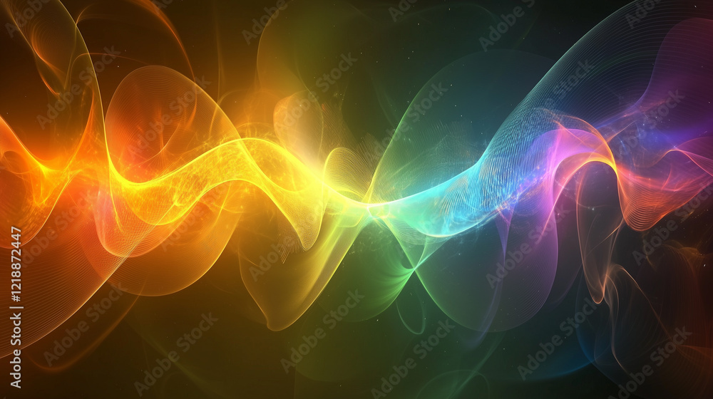 Obraz premium Quantum Technology. Colorful waves or particles softly dissolving into the air, creating an effect of uncertainty and dynamics, characteristic of quantum computers