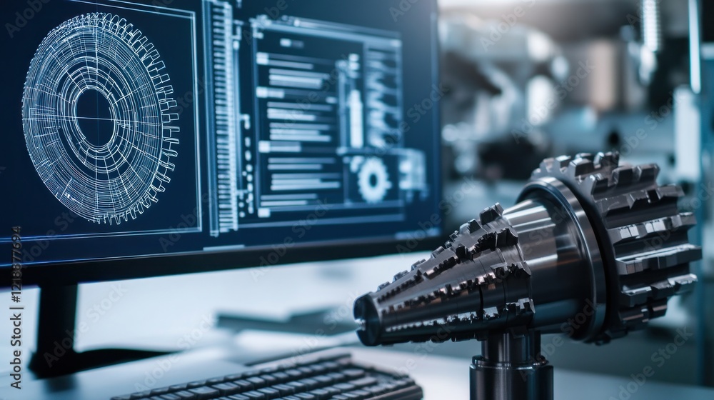 Naklejka premium Industrial Design: Precision Engineering & CAD Software
