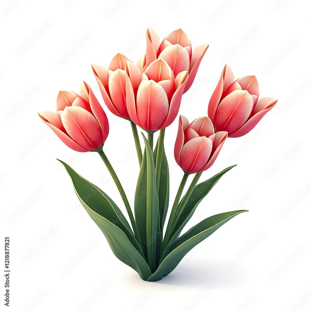Fototapeta premium An isometric depiction of tulip bouquet icon