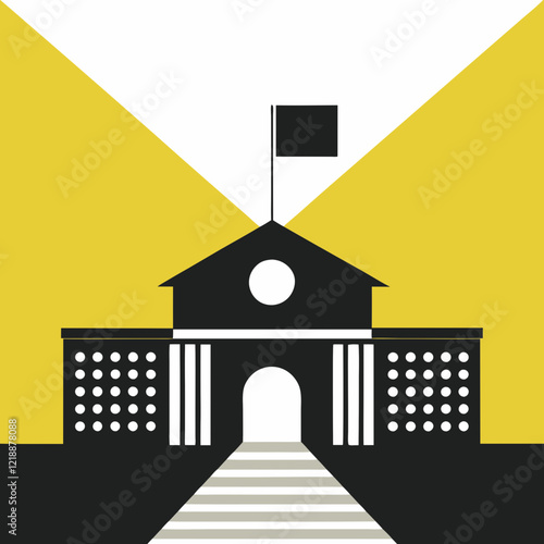 School building minimalist icon black silhouette 