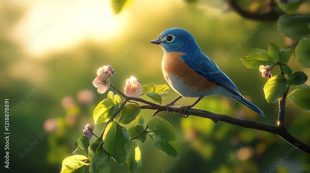 A blue sparrow bird on branch A blue sparrow bird on branch