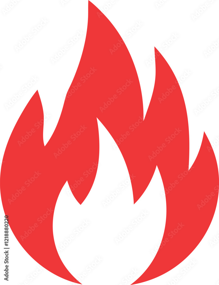 Red Fire Symbol Icon Isolated on White Background Red Fire Symbol Icon Isolated on White Background