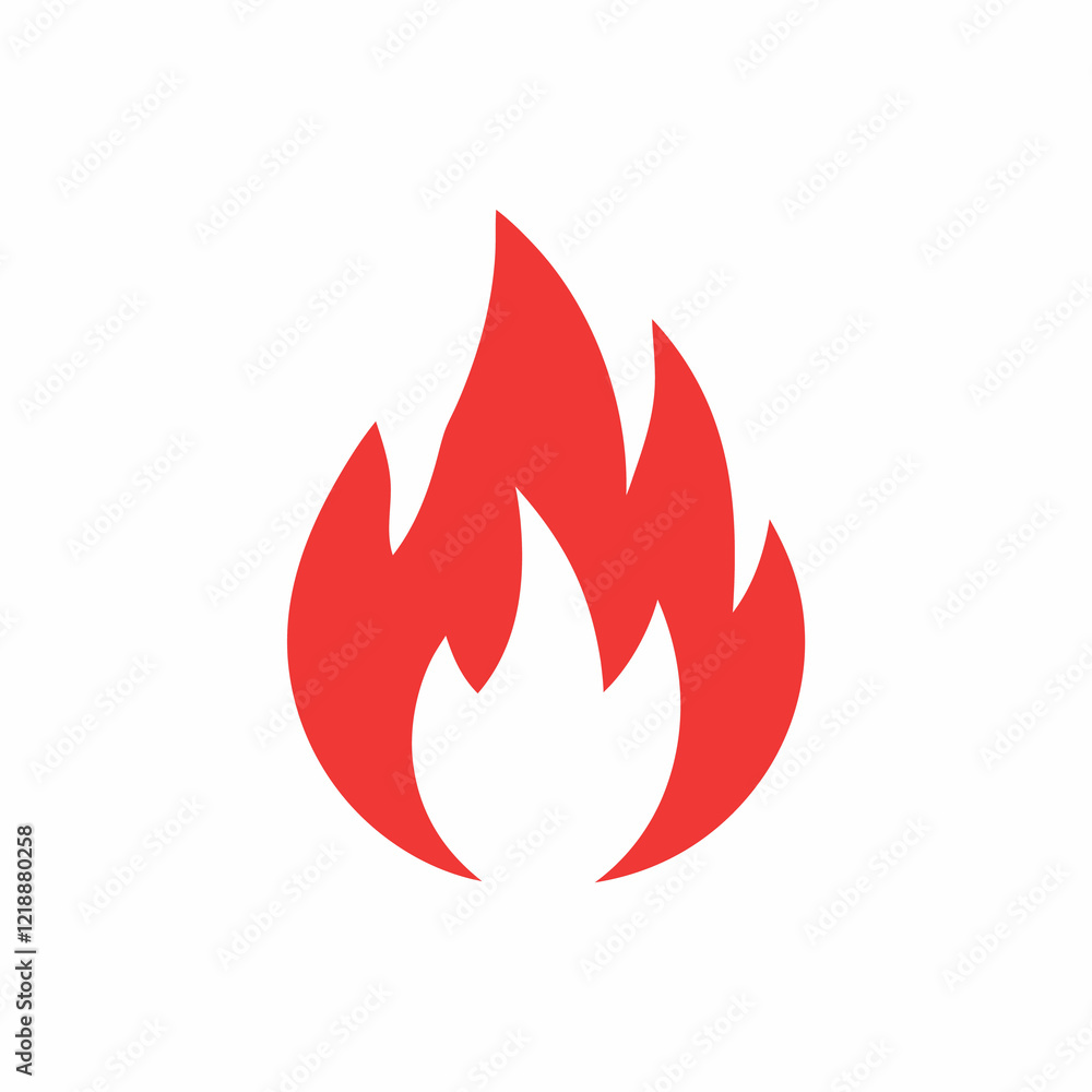 Red Fire Symbol Icon Isolated on White Background Red Fire Symbol Icon Isolated on White Background