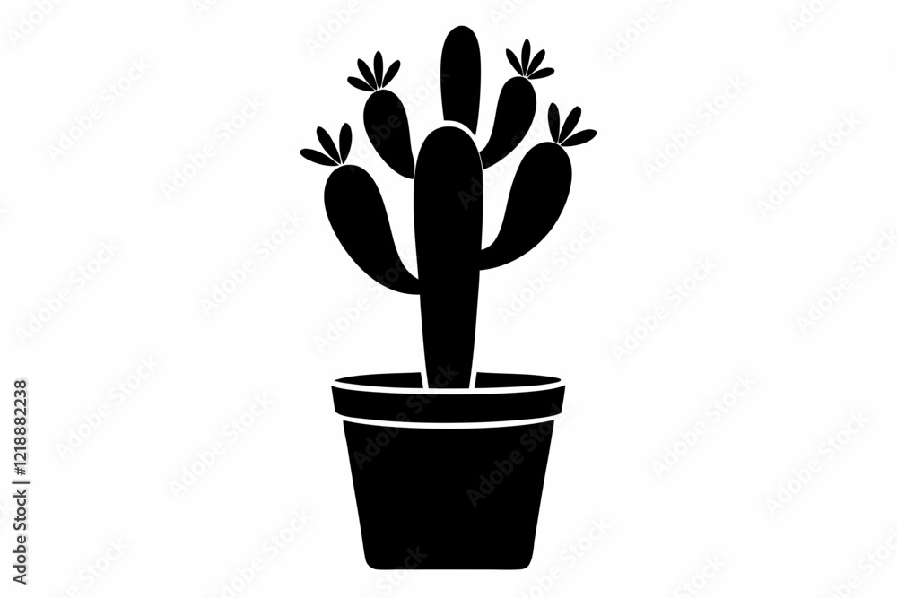 cactus tree line art silhouette vector illustration cactus tree line art silhouette vector illustration
