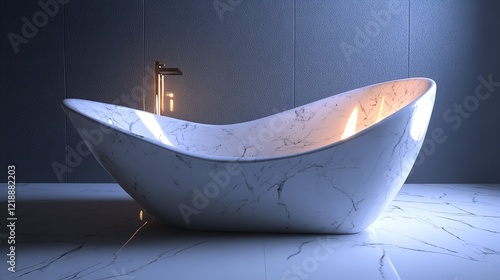 A luxurious bathroom with a freestanding tub , interior of a Modern luxury bathtub with glowing light