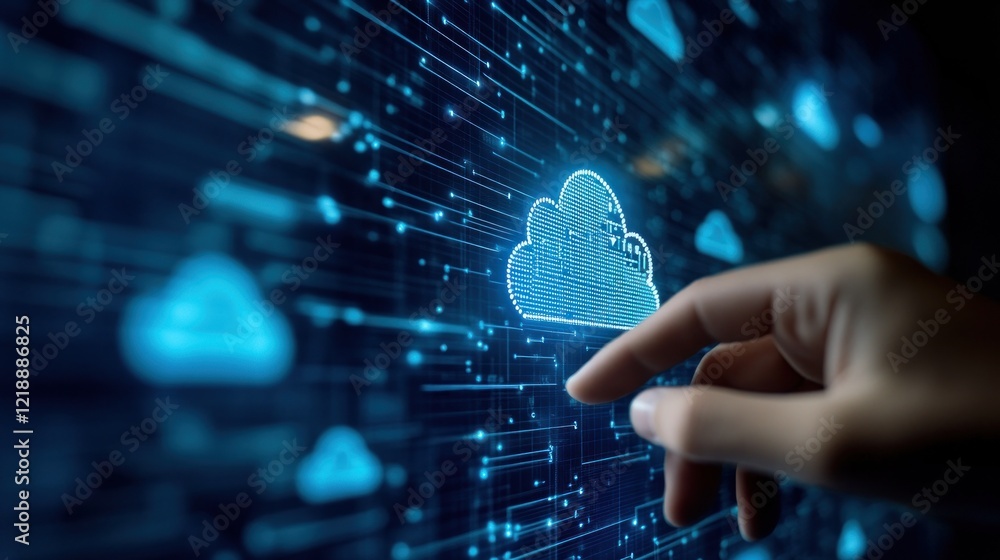 Fototapeta premium Cloud Computing: Accessing Digital Data Through Modern Technology