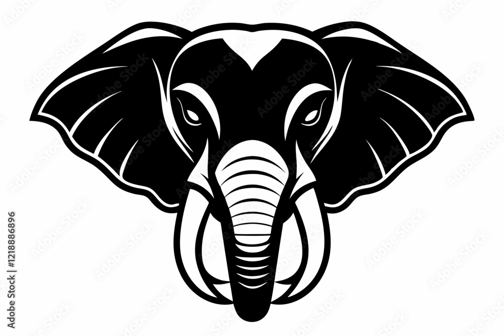 elephant head line art silhouette vector illustration elephant head line art silhouette vector illustration