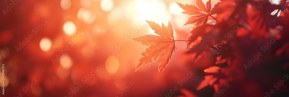 Autumn Maple Leaf Backlit By Golden Sunlight Autumn Maple Leaf Backlit By Golden Sunlight