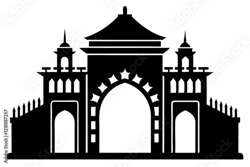 emerald gateway line art silhouette vector illustration