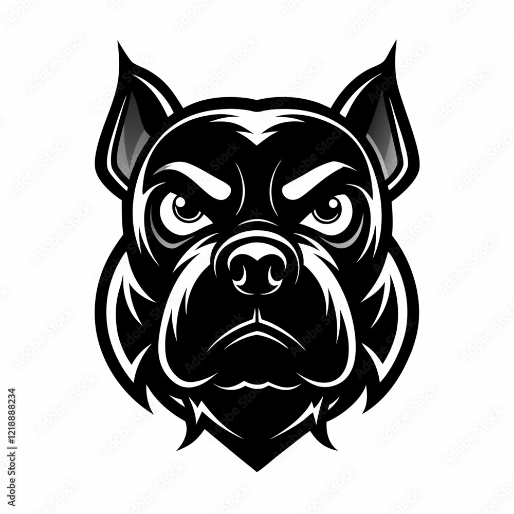 Obraz premium Bulldog head logo vector black animal silhouette on white background