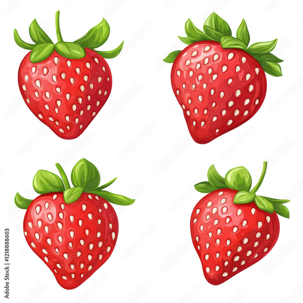 Isolated Ripe Strawberries Pattern Isolated Ripe Strawberries Pattern
