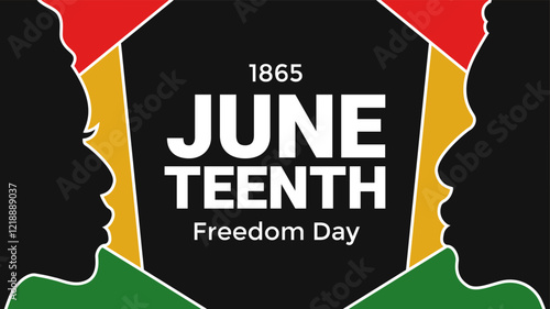 Juneteenth greeting template background with silhouette of black woman and black man