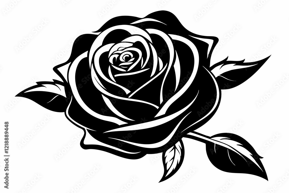 rose line art silhouette vector illustration rose line art silhouette vector illustration
