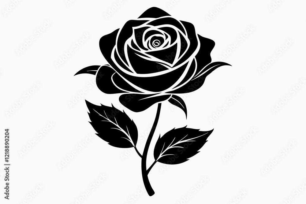 rose line art silhouette vector illustration rose line art silhouette vector illustration