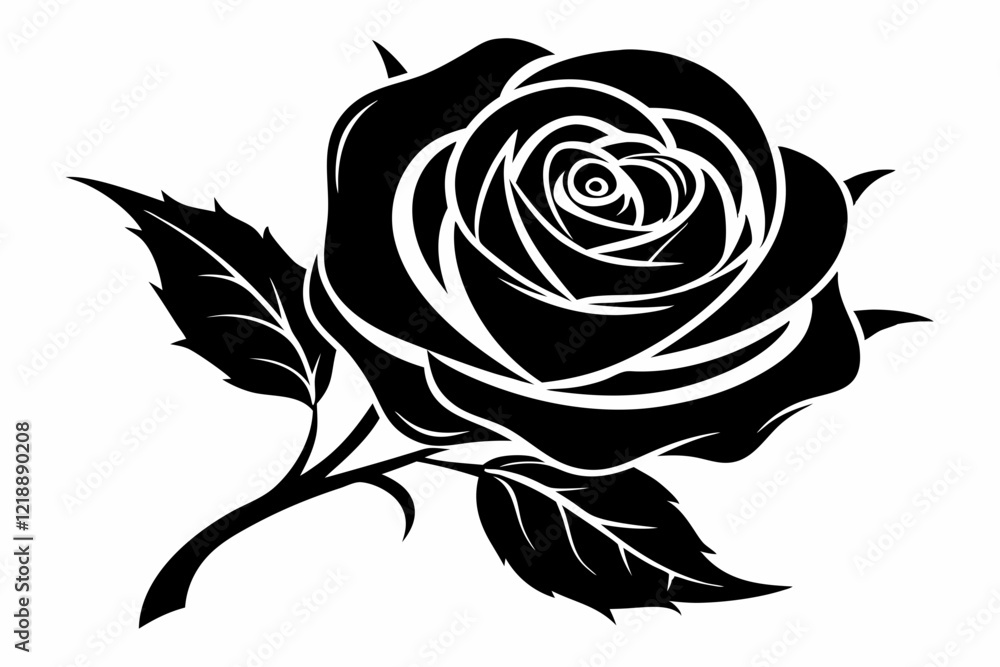 rose line art silhouette vector illustration rose line art silhouette vector illustration