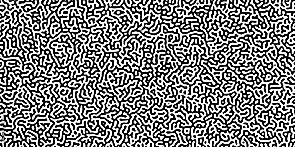 Turing reaction diffusion monochrome seamless pattern with chaotic motion .Linear design with biological shapes. Organic lines in memphis. abstract turing organic wallpaper background . Turing reaction diffusion monochrome seamless pattern with chaotic motion .Linear design with biological shapes. Organic lines in memphis. abstract turing organic wallpaper background .