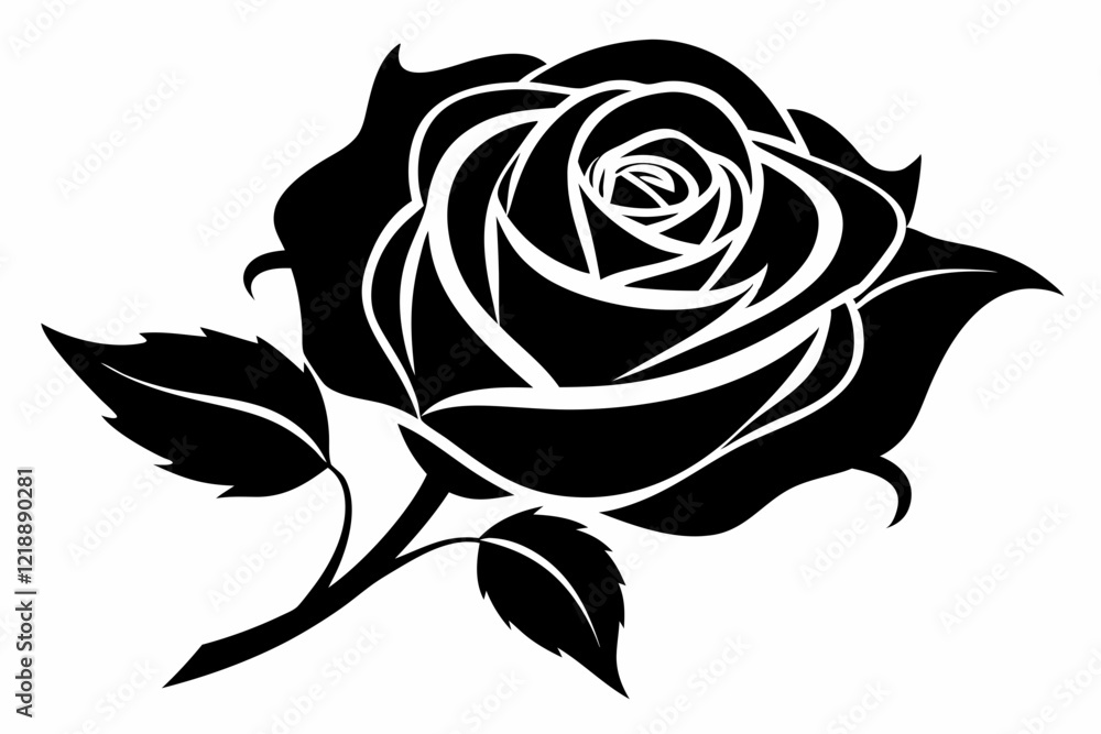 rose line art silhouette vector illustration rose line art silhouette vector illustration