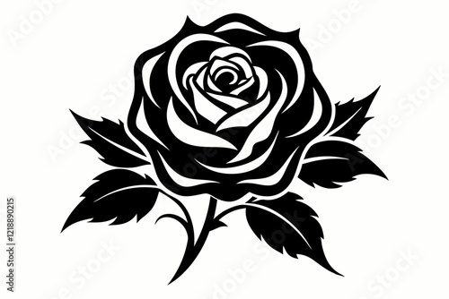 rose line art silhouette vector illustration