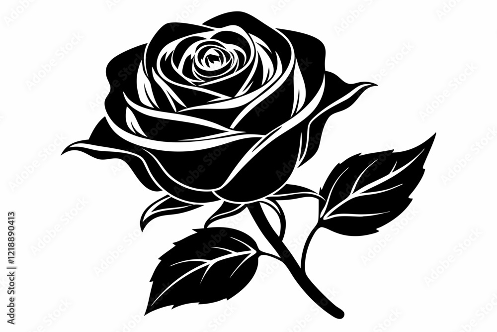 rose line art silhouette vector illustration rose line art silhouette vector illustration