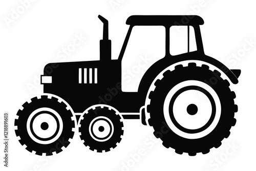 tractor line art silhouette vector illustration