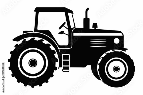 tractor line art silhouette vector illustration