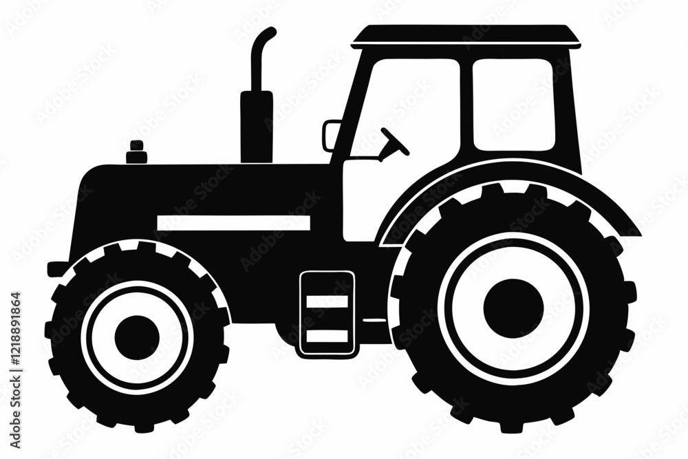 Obraz premium tractor line art silhouette vector illustration