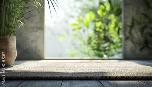 Traditional mat floor from seagrass dried plant hand craft photo