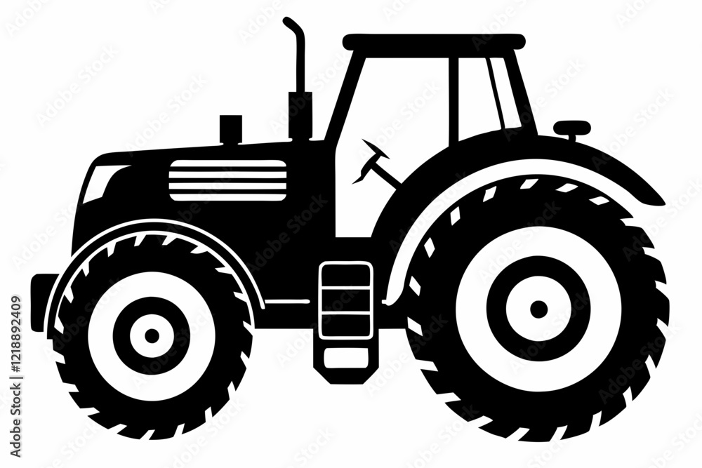 Obraz premium tractor line art silhouette vector illustration