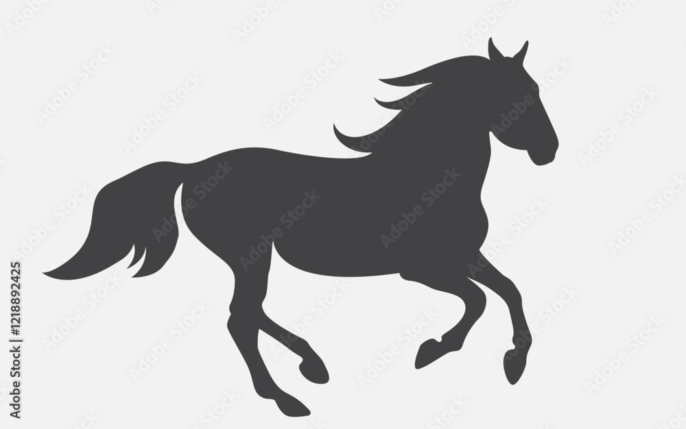 Running horse silhouette in vector, flat style. Running horse silhouette in vector, flat style.