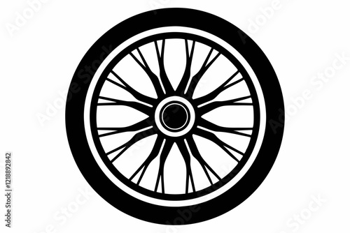 wheel line art silhouette vector illustration