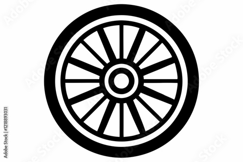 wheel line art silhouette vector illustration